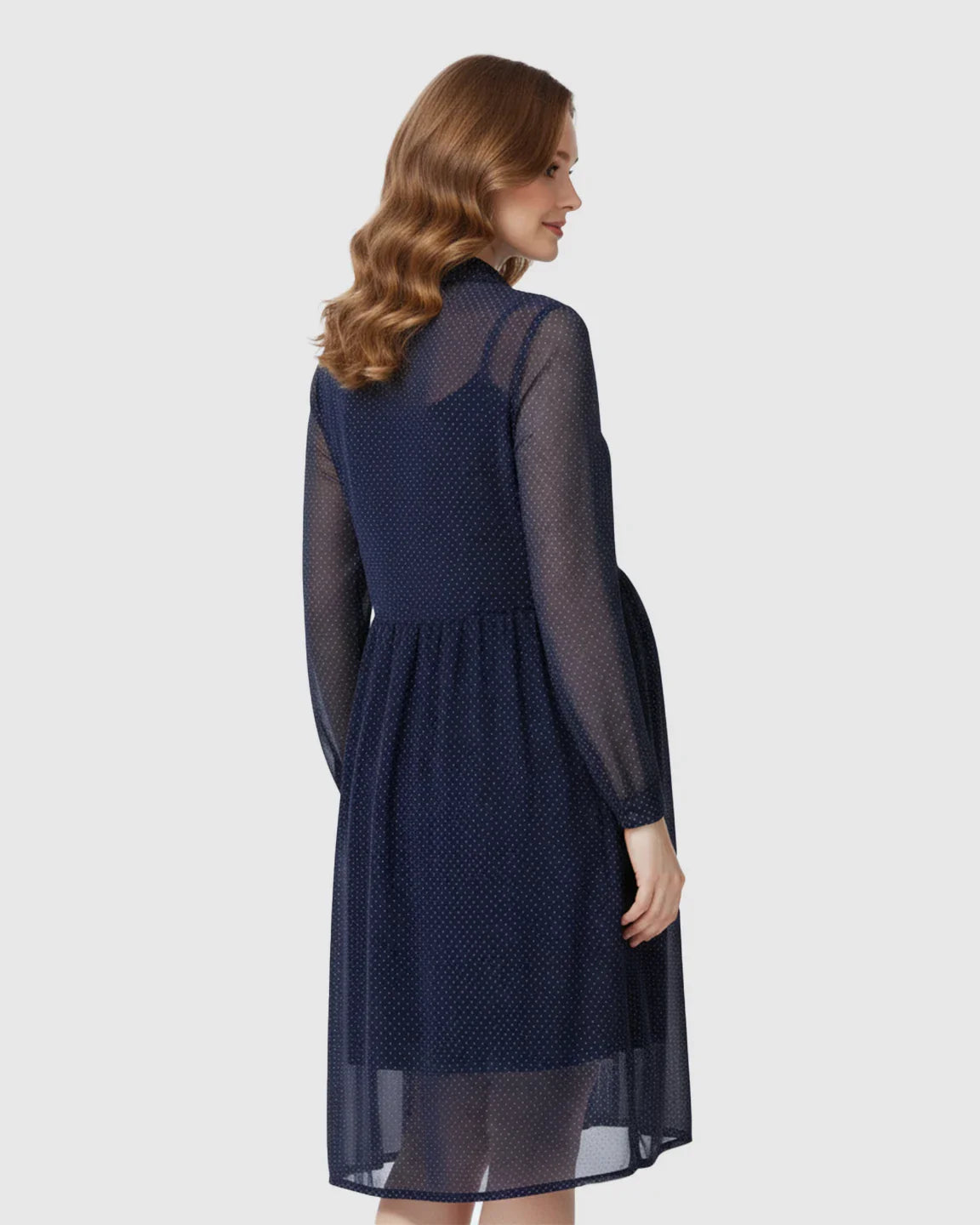 Bump Society – The Comfort Collection: Button-Front Chiffon Flowing Maternity Dress