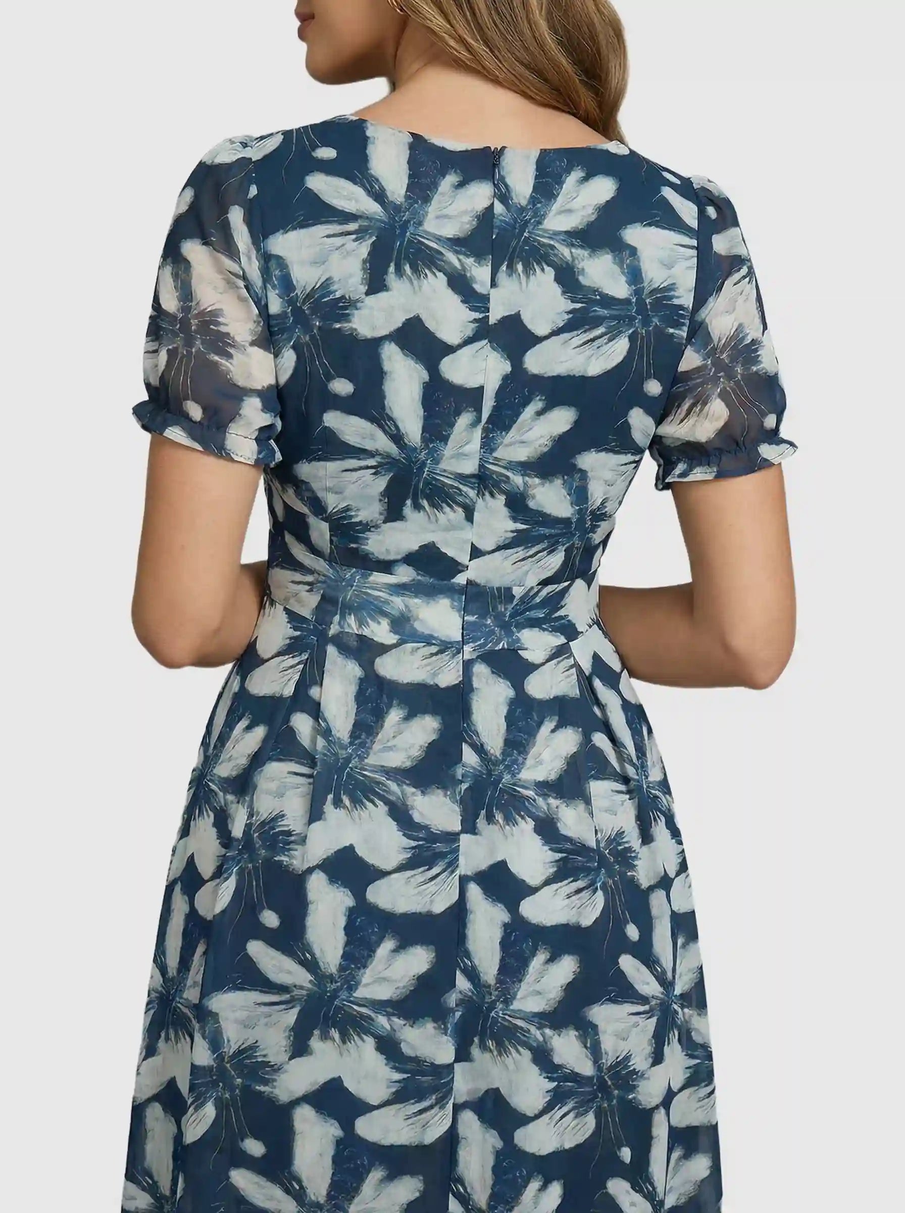 Bump Society – The Comfort Collection: Square Neckline Floral Mid-Waist Cut Maternity Midi Dress