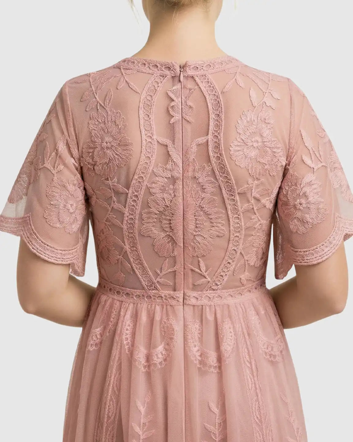 Bump Society – The Comfort Collection: Sheer-Lace Romantic Maternity Maxi Dress