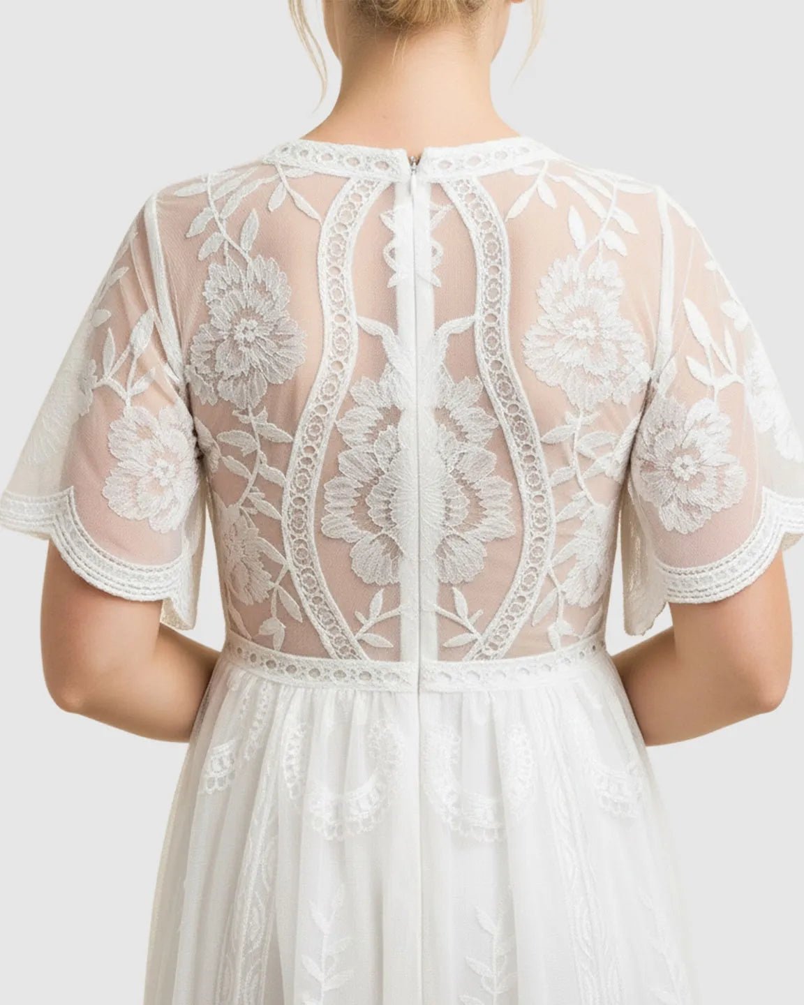 Bump Society – The Comfort Collection: Sheer-Lace Romantic Maternity Maxi Dress