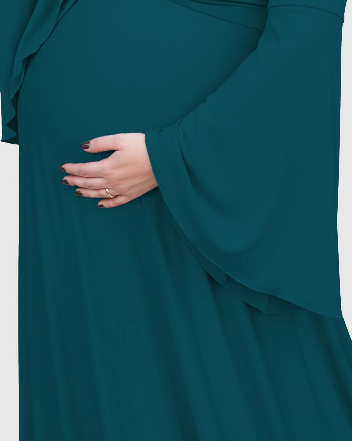Bump Society – The Comfort Collection: Off-Shoulder Bell Sleeve Boho Maternity Photoshoot Maxi Dress