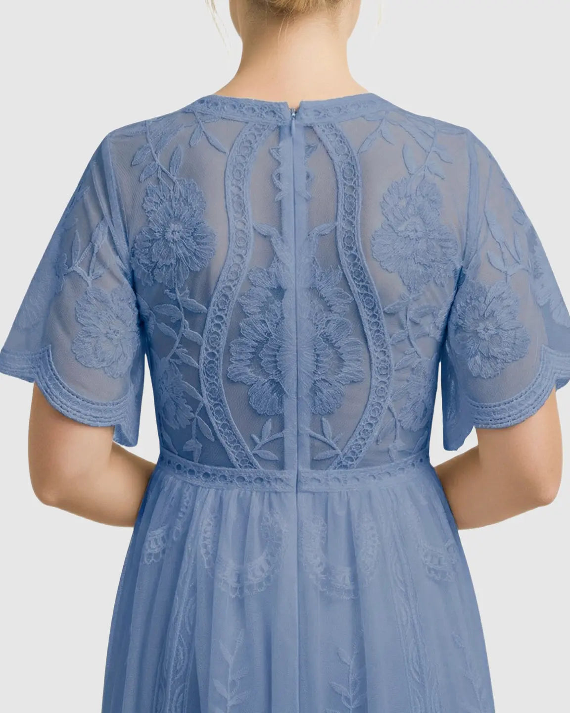 Bump Society – The Comfort Collection: Sheer-Lace Romantic Maternity Maxi Dress