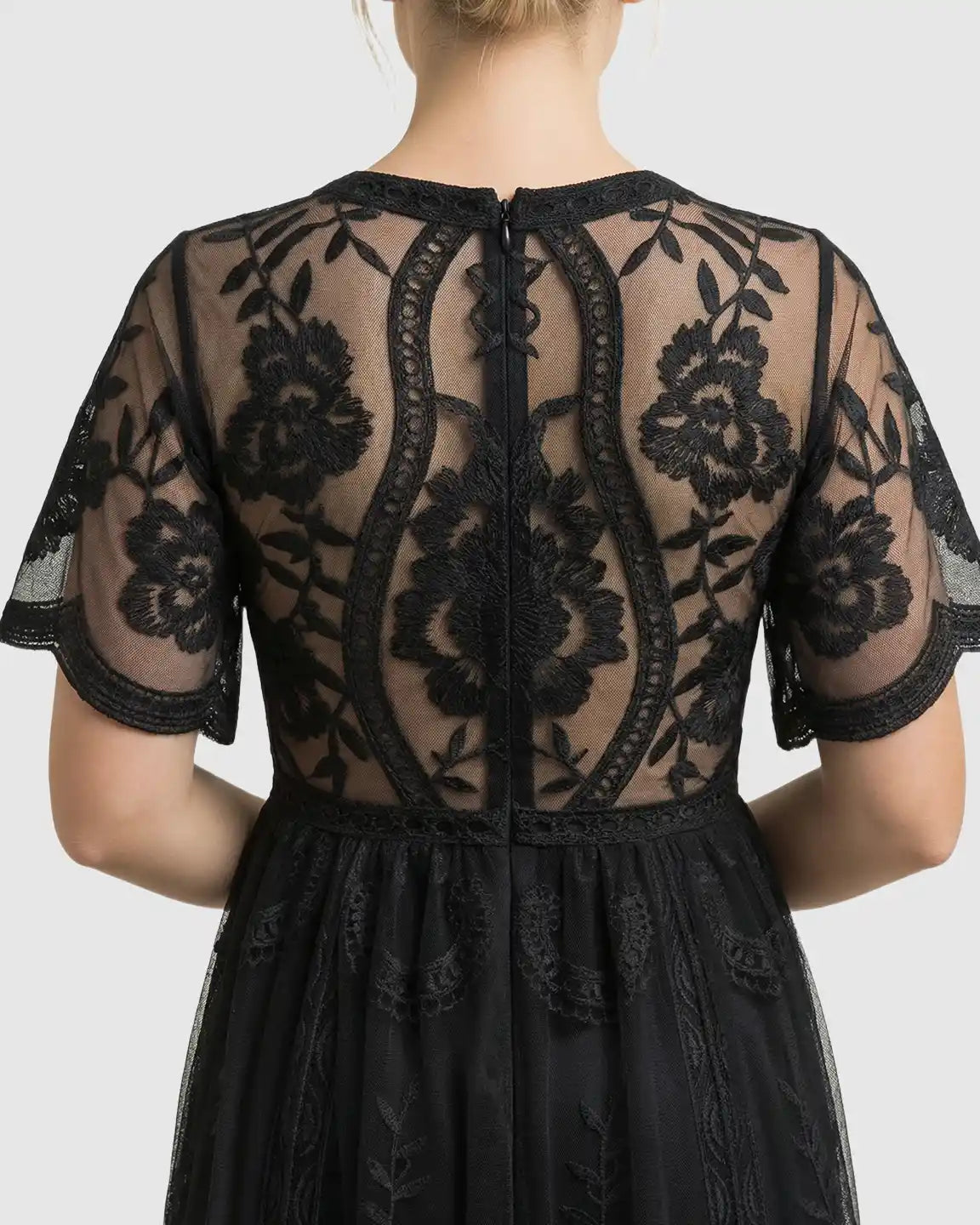 Bump Society – The Comfort Collection: Sheer-Lace Romantic Maternity Maxi Dress