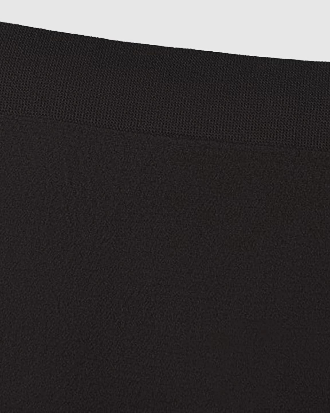 Close-up of black seamless high-waist maternity panties, showing soft, stretchy fabric and wide waistband.