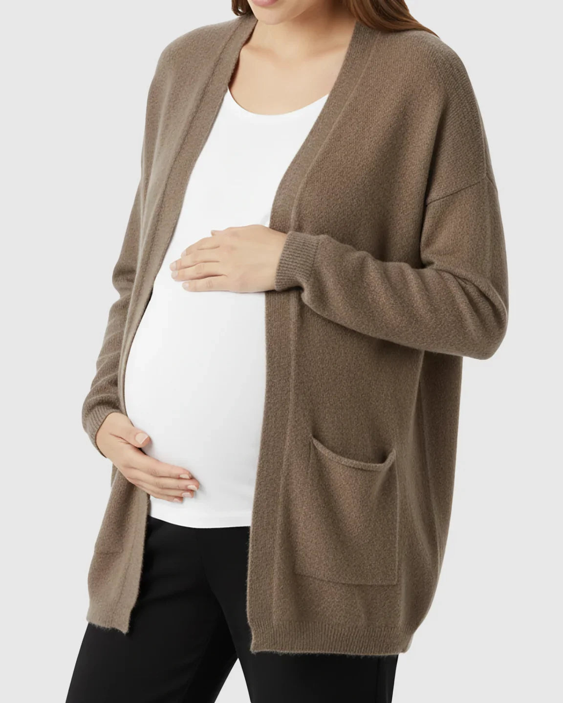 Bump Society – The Comfort Collection: Cozy Wool Blend Long Knit Maternity Cardigan