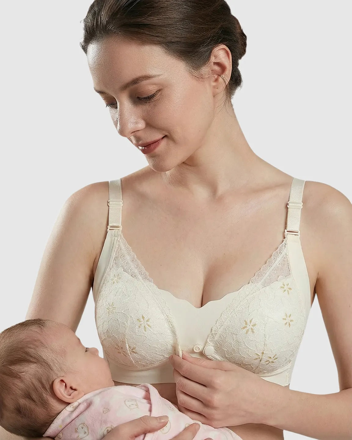 Bump Society – The Nursing Collection: Snap Front Lace-Pattern Nursing Bra