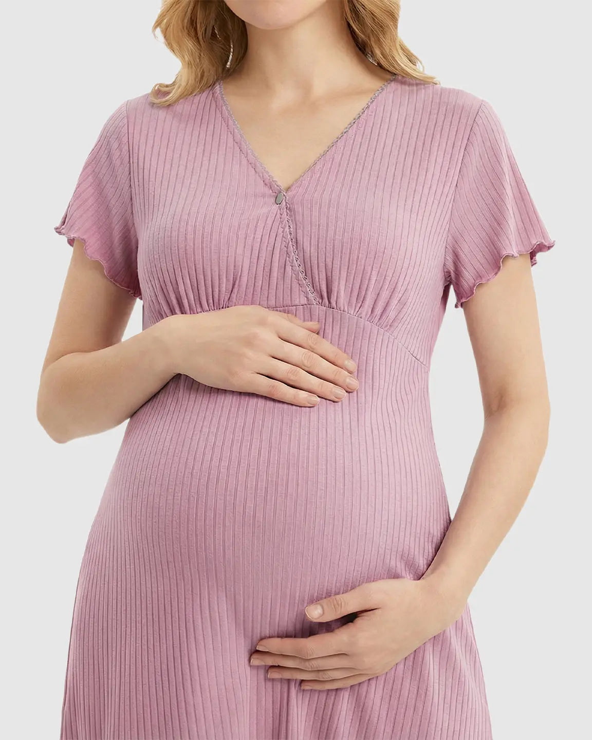 Bump Society – The Nursing Collection: Hidden Nursing Access K-Fashion Maternity Lounge Dress
