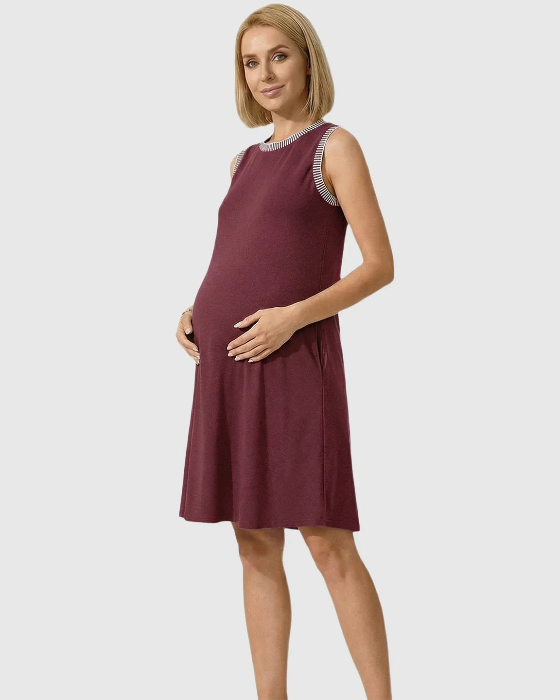 Bump Society – The Comfort Collection: Sleeveless Mid-Waist Umbrella Skirt Maternity Dress