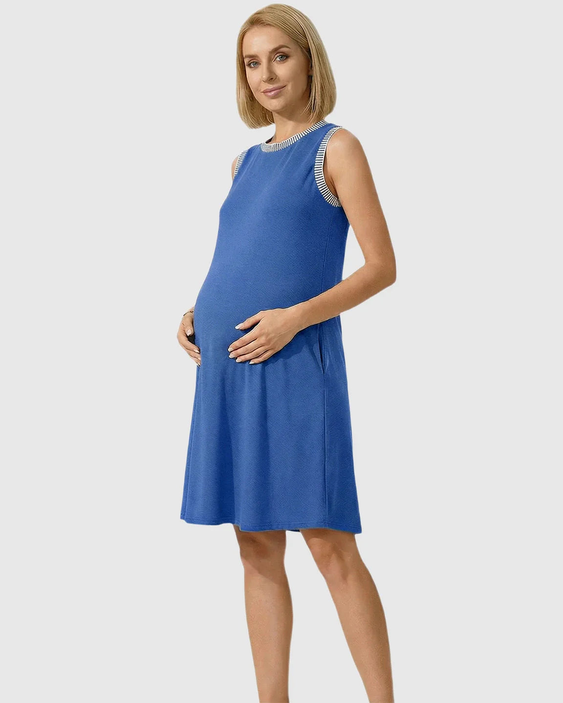 Bump Society – The Comfort Collection: Sleeveless Mid-Waist Umbrella Skirt Maternity Dress