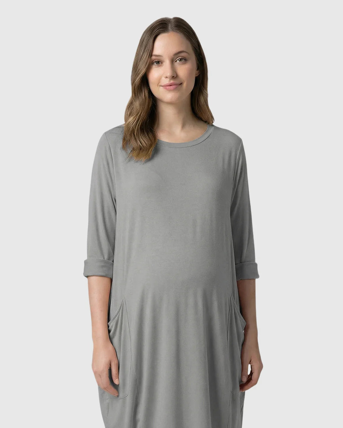 Bump Society – The Comfort Collection: Oversized Pocketed Maternity T Shirt Dress