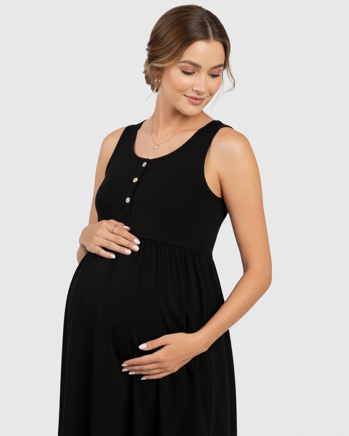 Bump Society – The Comfort Collection: Button-Front Versatile Maternity Short Dress