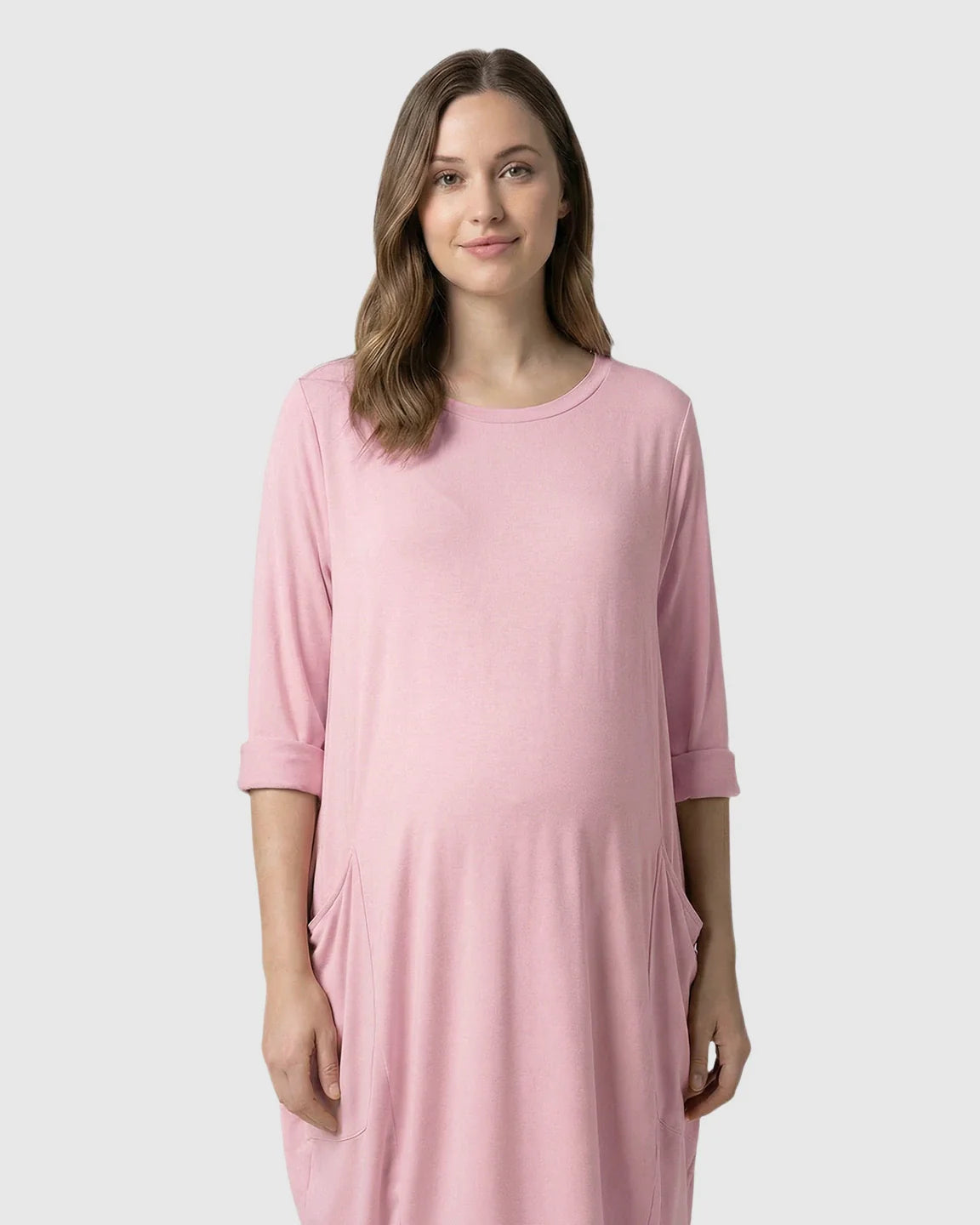 Bump Society – The Comfort Collection: Oversized Pocketed Maternity T Shirt Dress