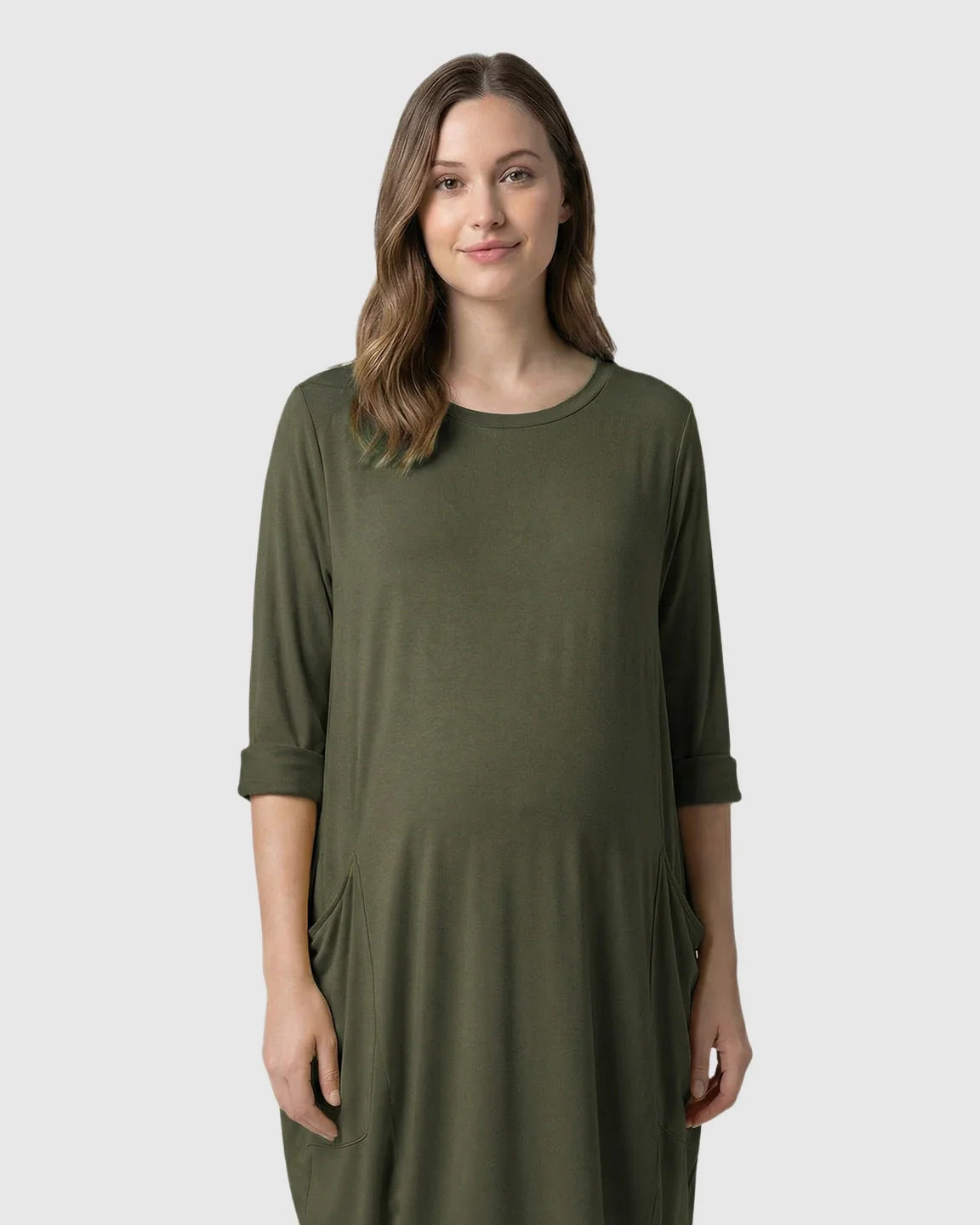 Bump Society – The Comfort Collection: Oversized Pocketed Maternity T Shirt Dress