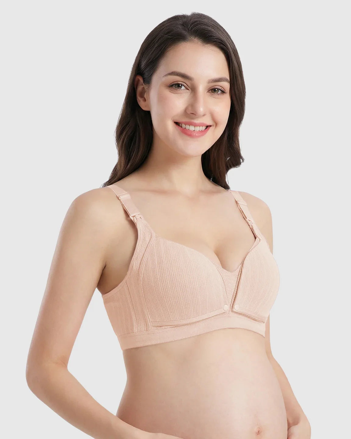Bump Society – The Nursing Collection: Front-Open Ribbed V-Neck Nursing Bra