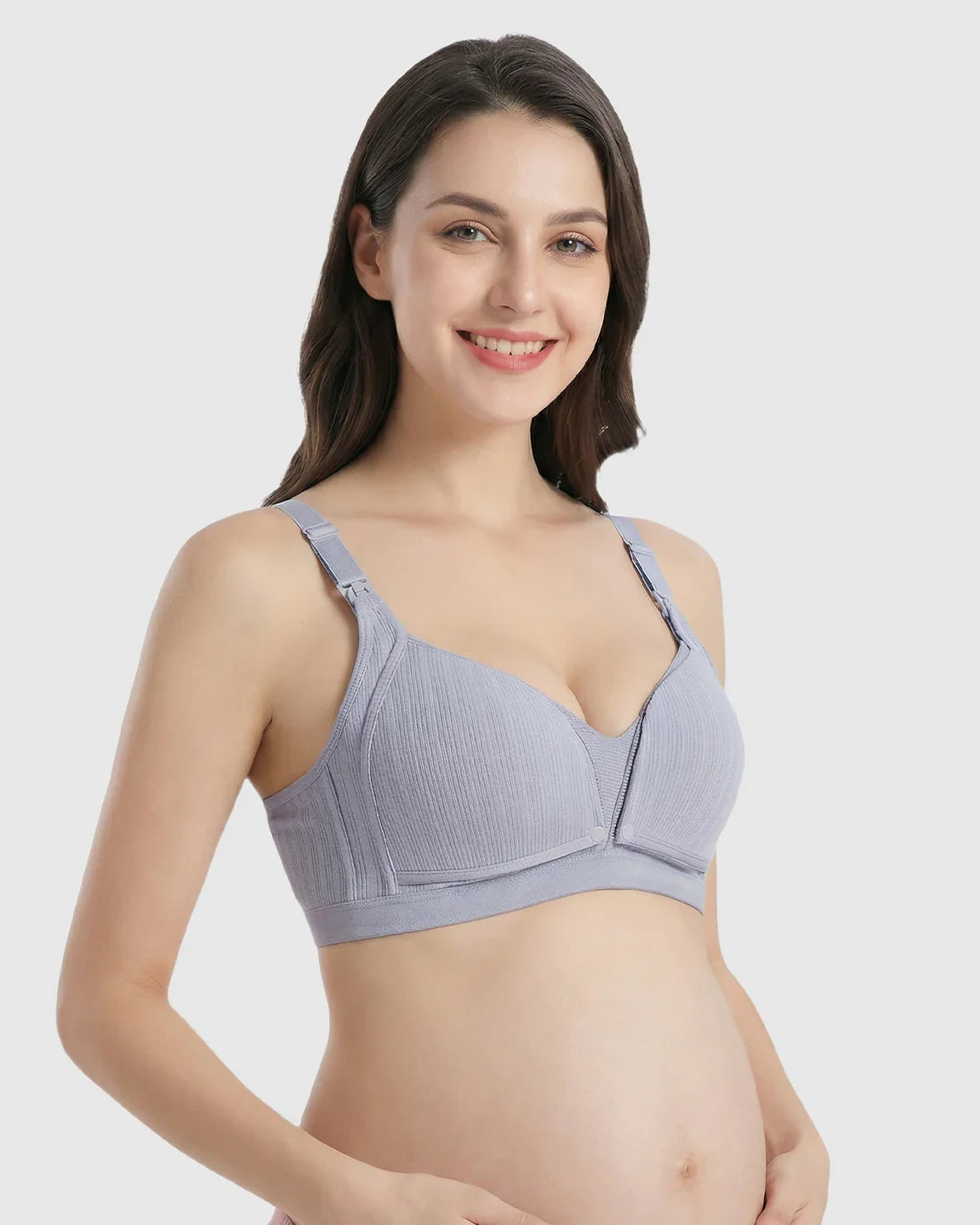 Bump Society – The Nursing Collection: Front-Open Ribbed V-Neck Nursing Bra