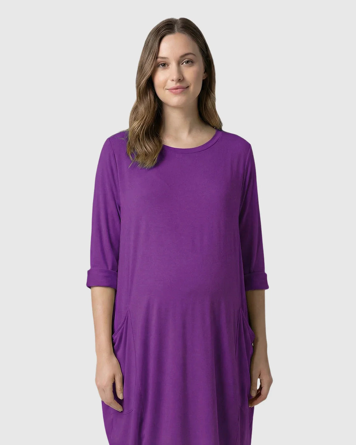 Bump Society – The Comfort Collection: Oversized Pocketed Maternity T Shirt Dress