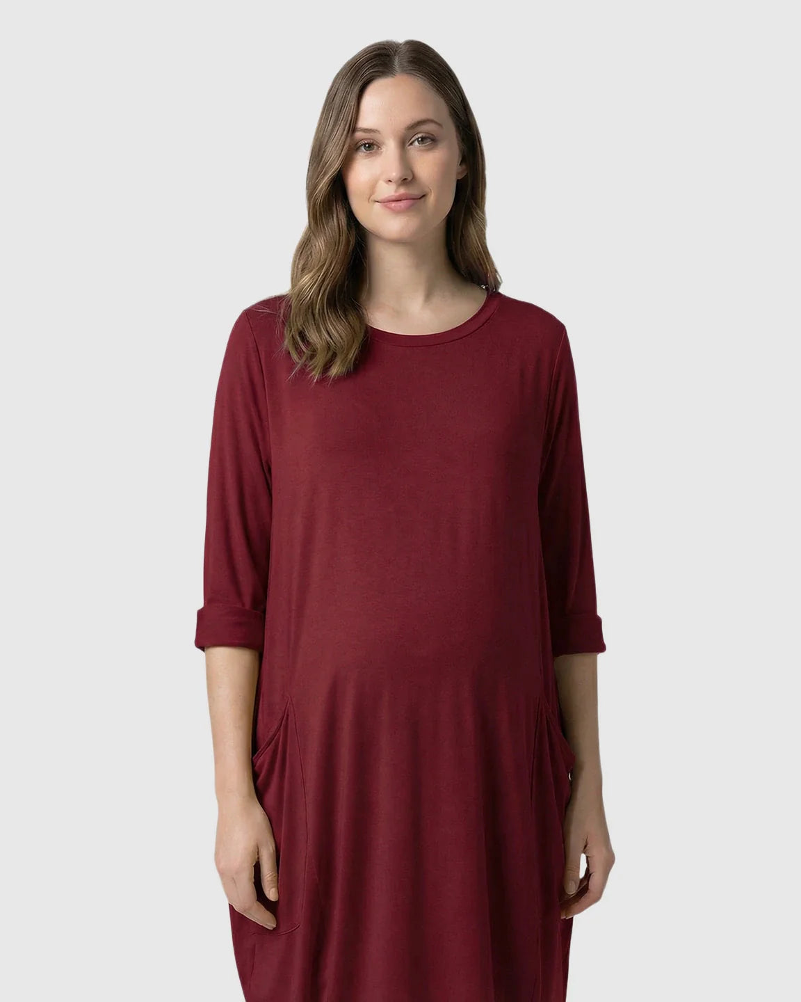 Bump Society – The Comfort Collection: Oversized Pocketed Maternity T Shirt Dress