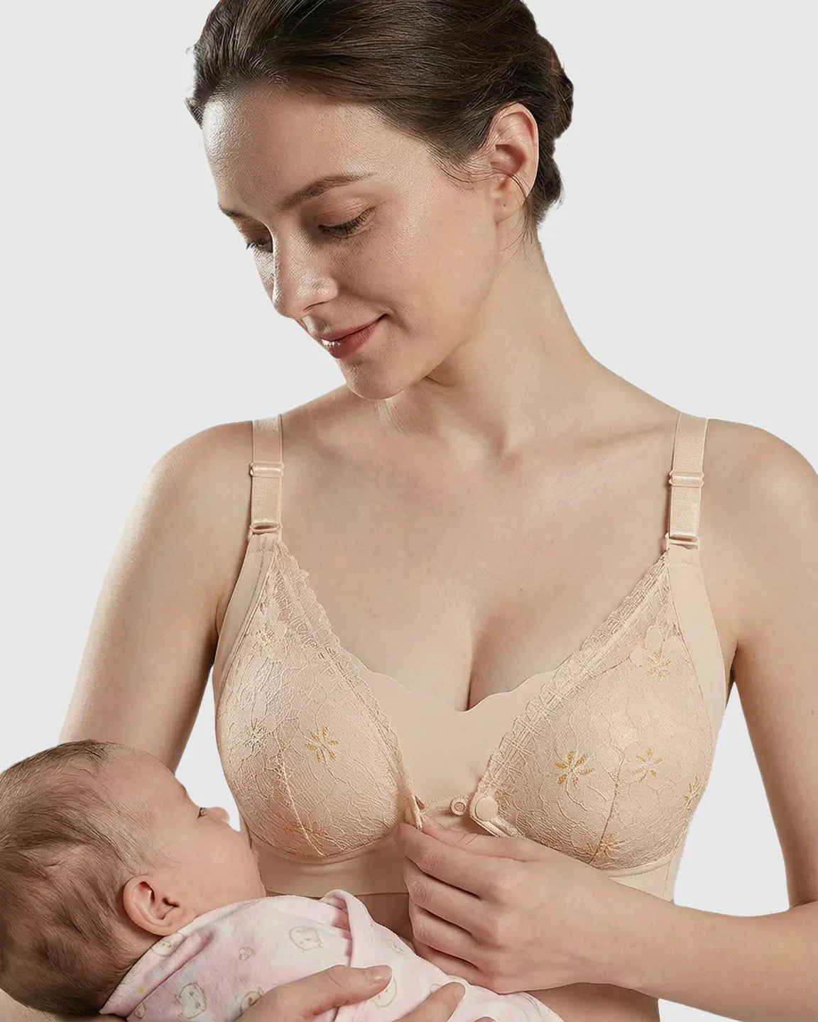 Bump Society – The Nursing Collection: Snap Front Lace-Pattern Nursing Bra