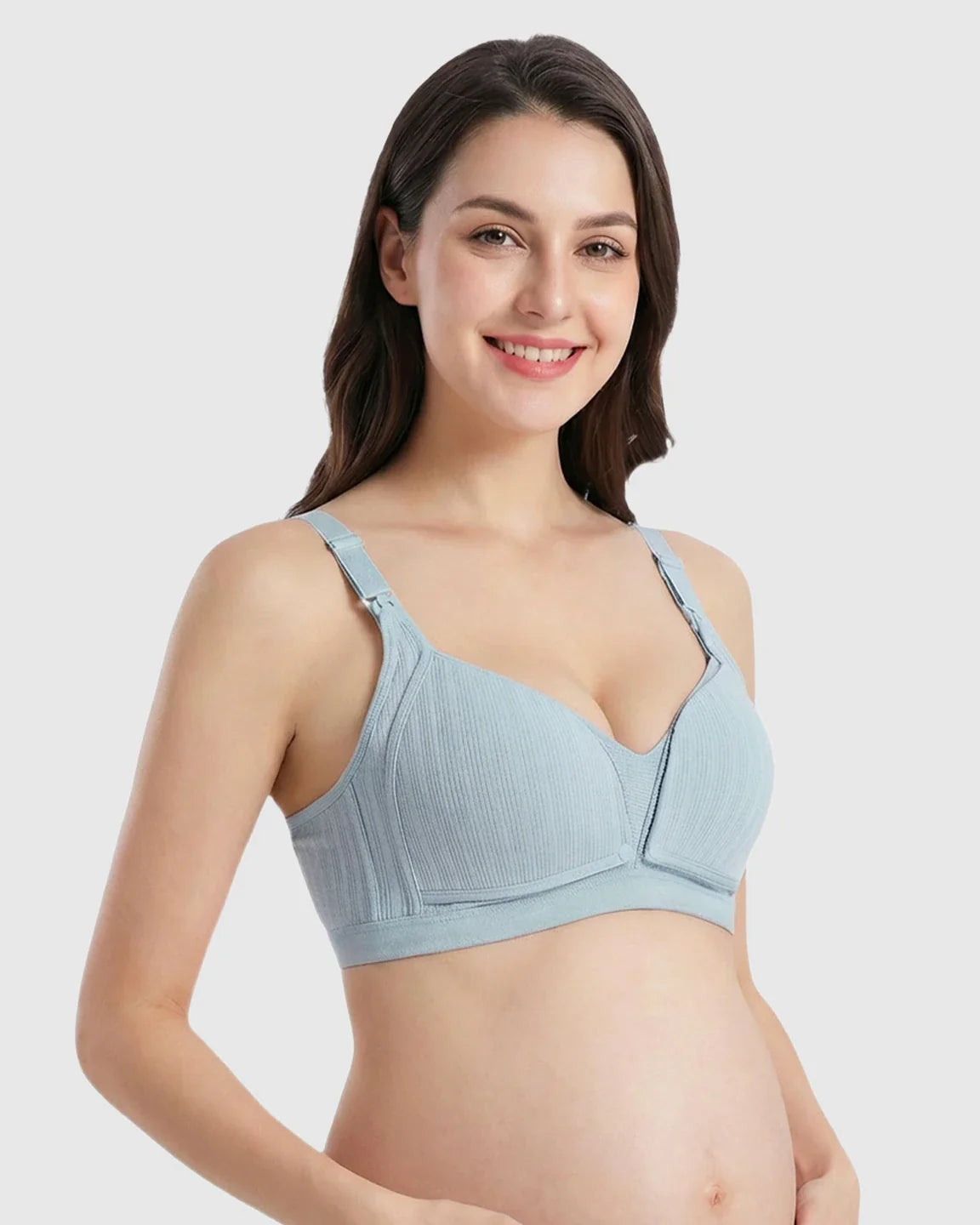 Bump Society – The Nursing Collection: Front-Open Ribbed V-Neck Nursing Bra
