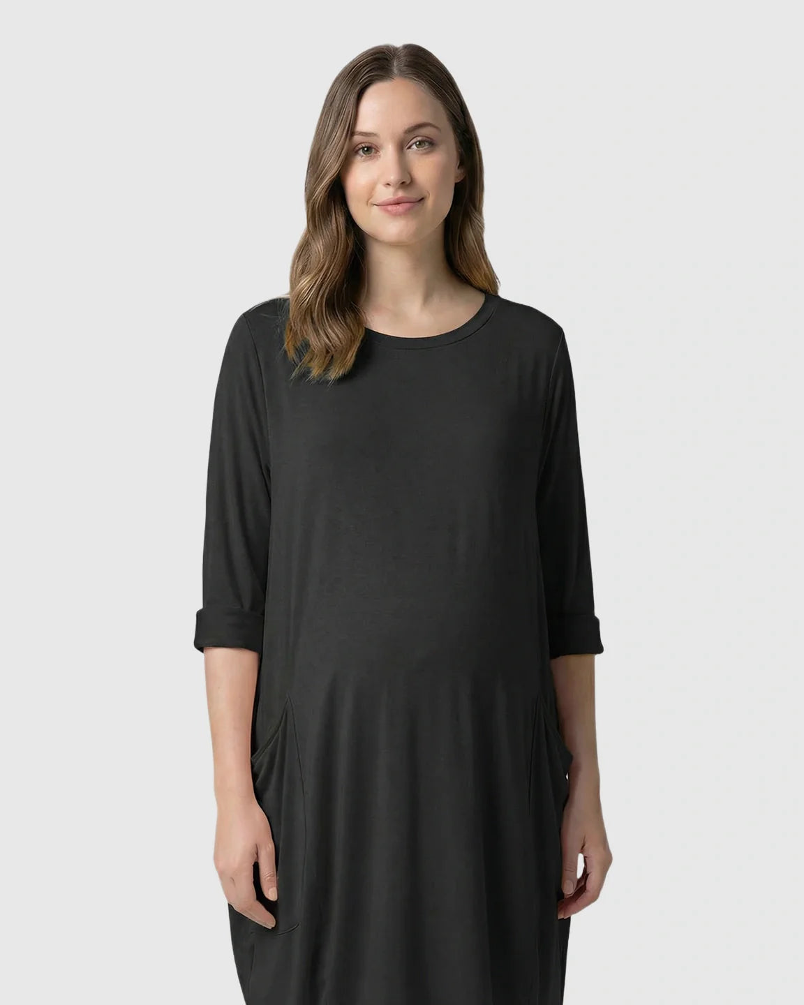 Bump Society – The Comfort Collection: Oversized Pocketed Maternity T Shirt Dress