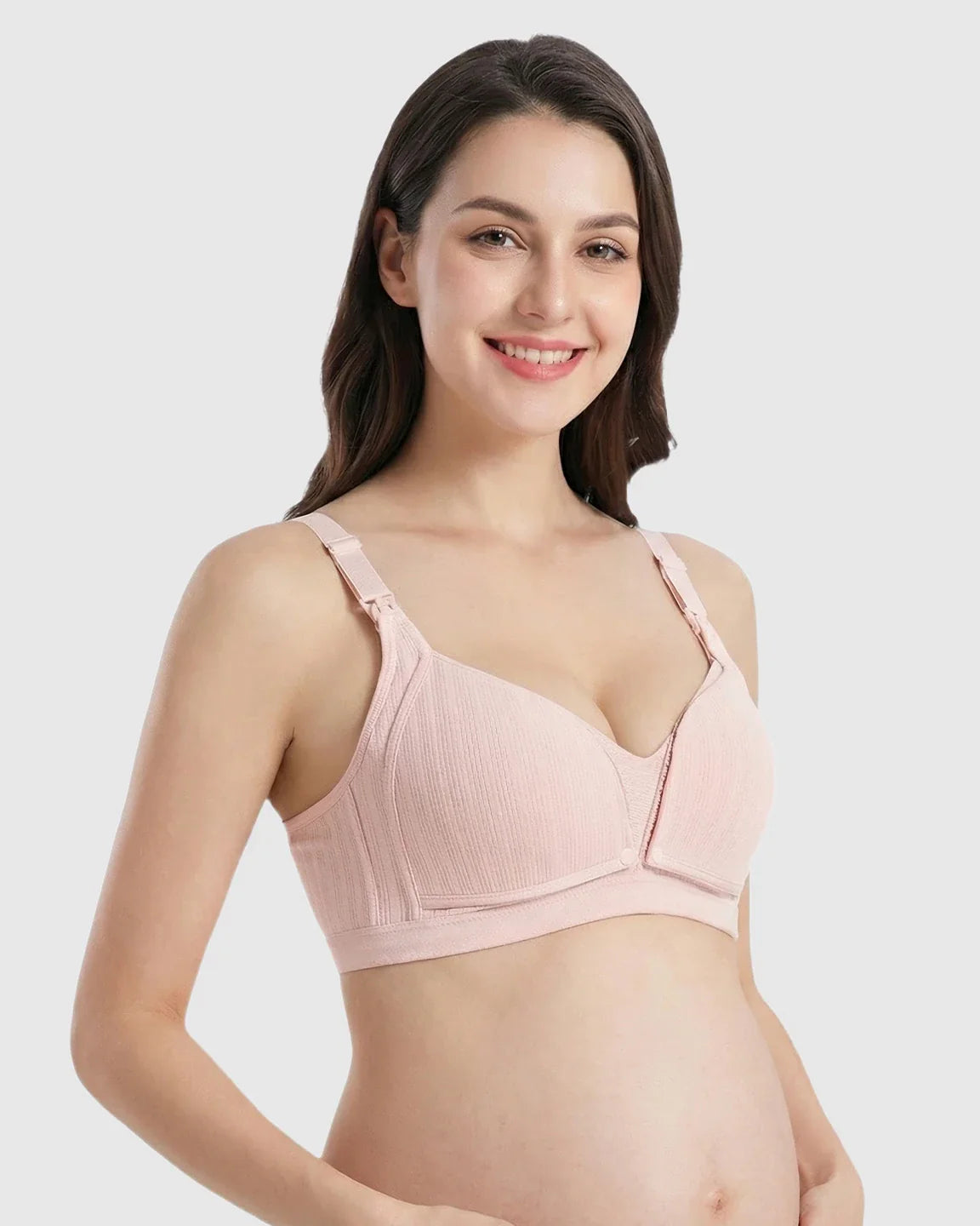 Bump Society – The Nursing Collection: Front-Open Ribbed V-Neck Nursing Bra
