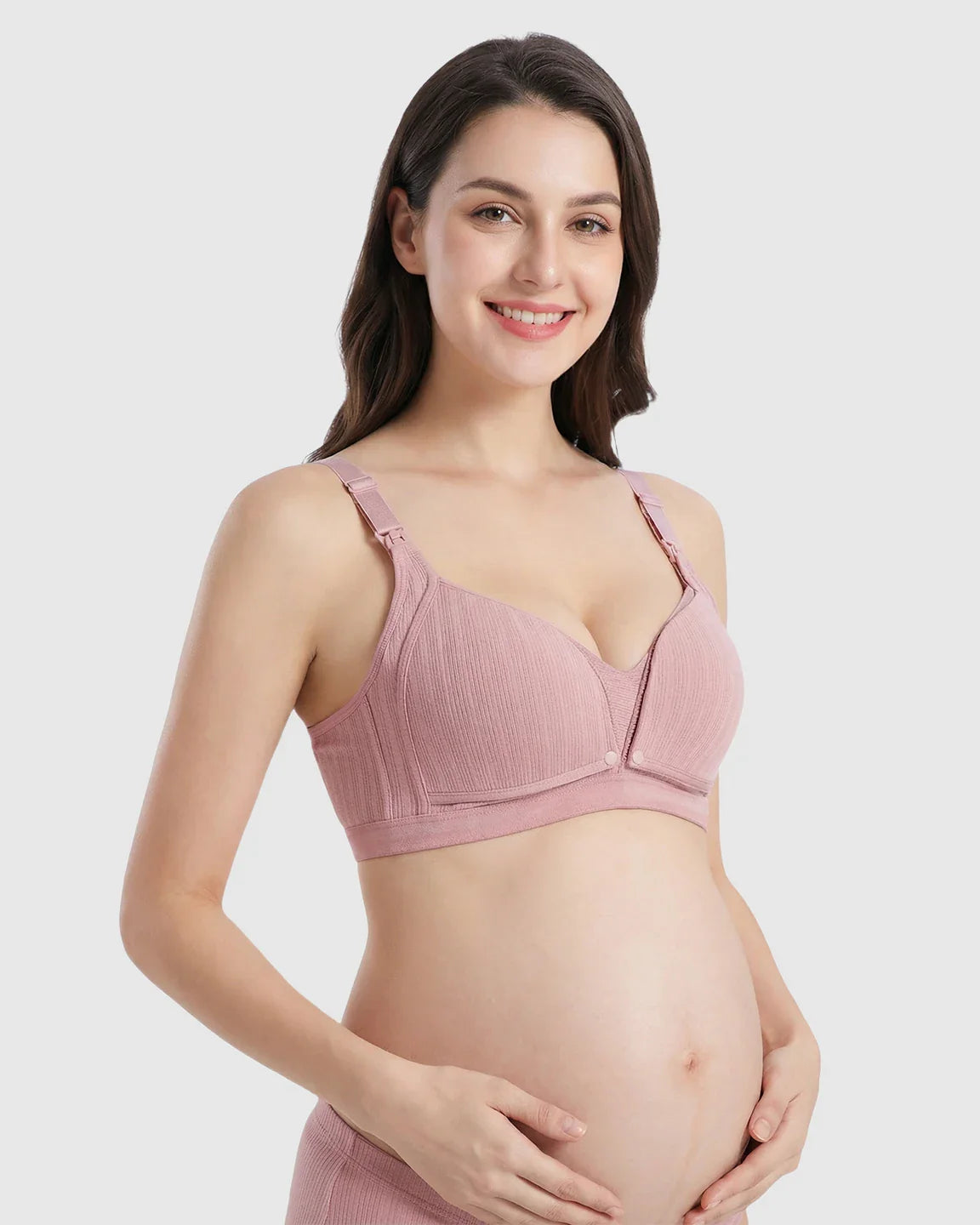 Bump Society – The Nursing Collection: Front-Open Ribbed V-Neck Nursing Bra