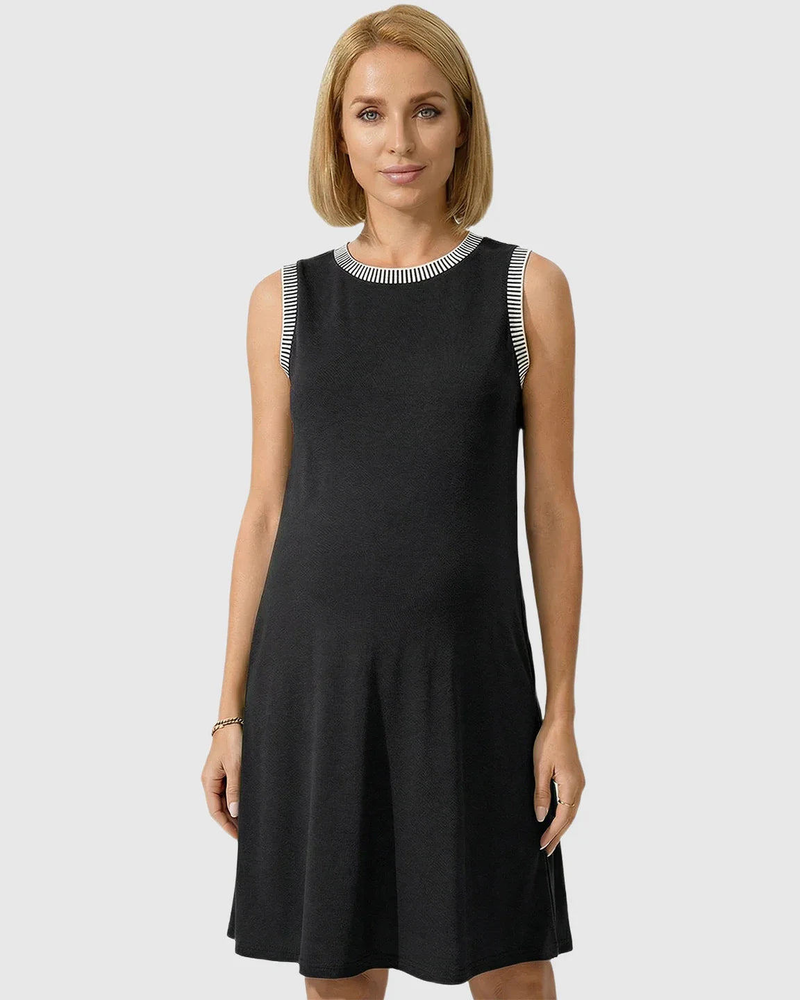 Bump Society – The Comfort Collection: Sleeveless Mid-Waist Umbrella Skirt Maternity Dress