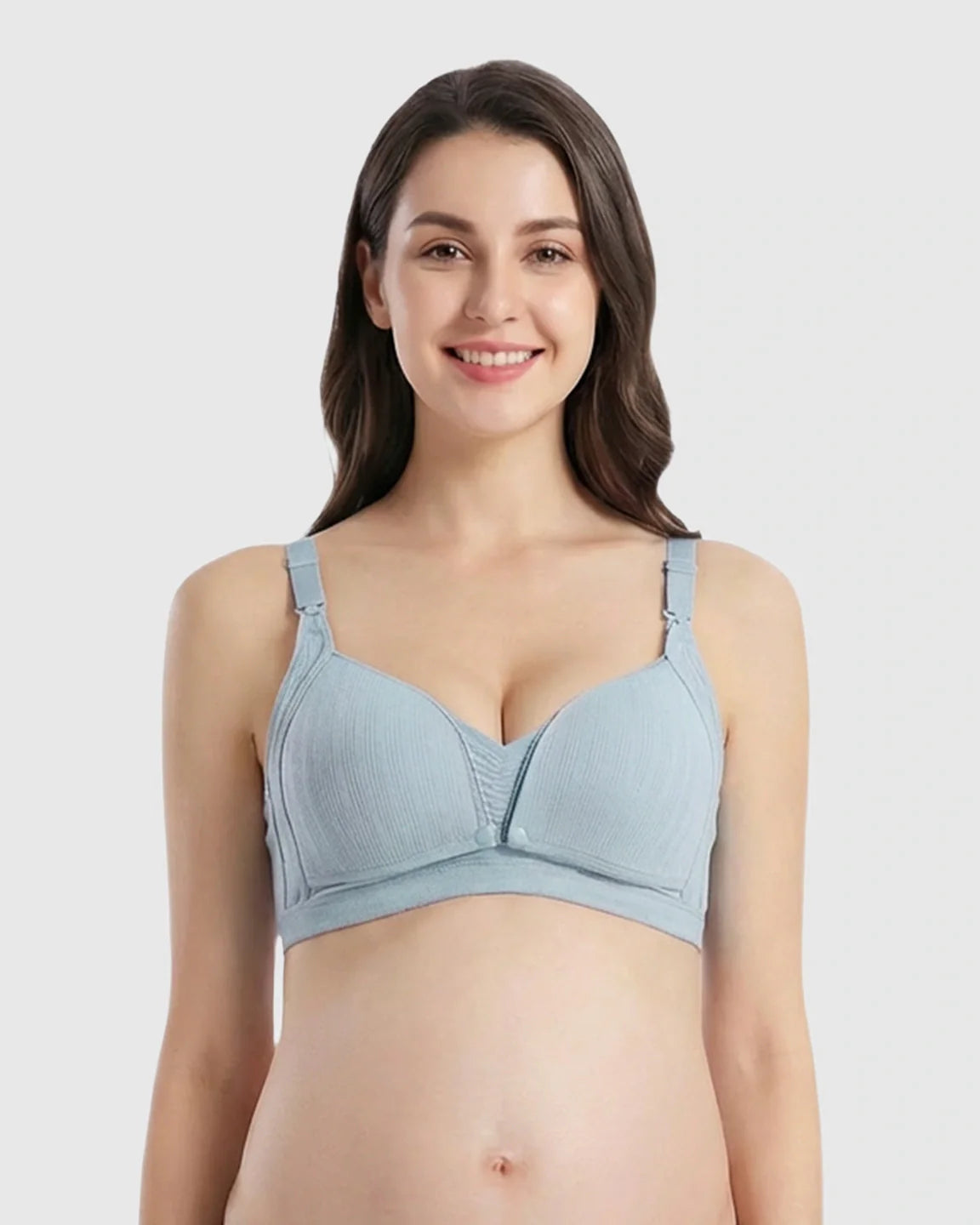 Bump Society – The Nursing Collection: Front-Open Ribbed V-Neck Nursing Bra