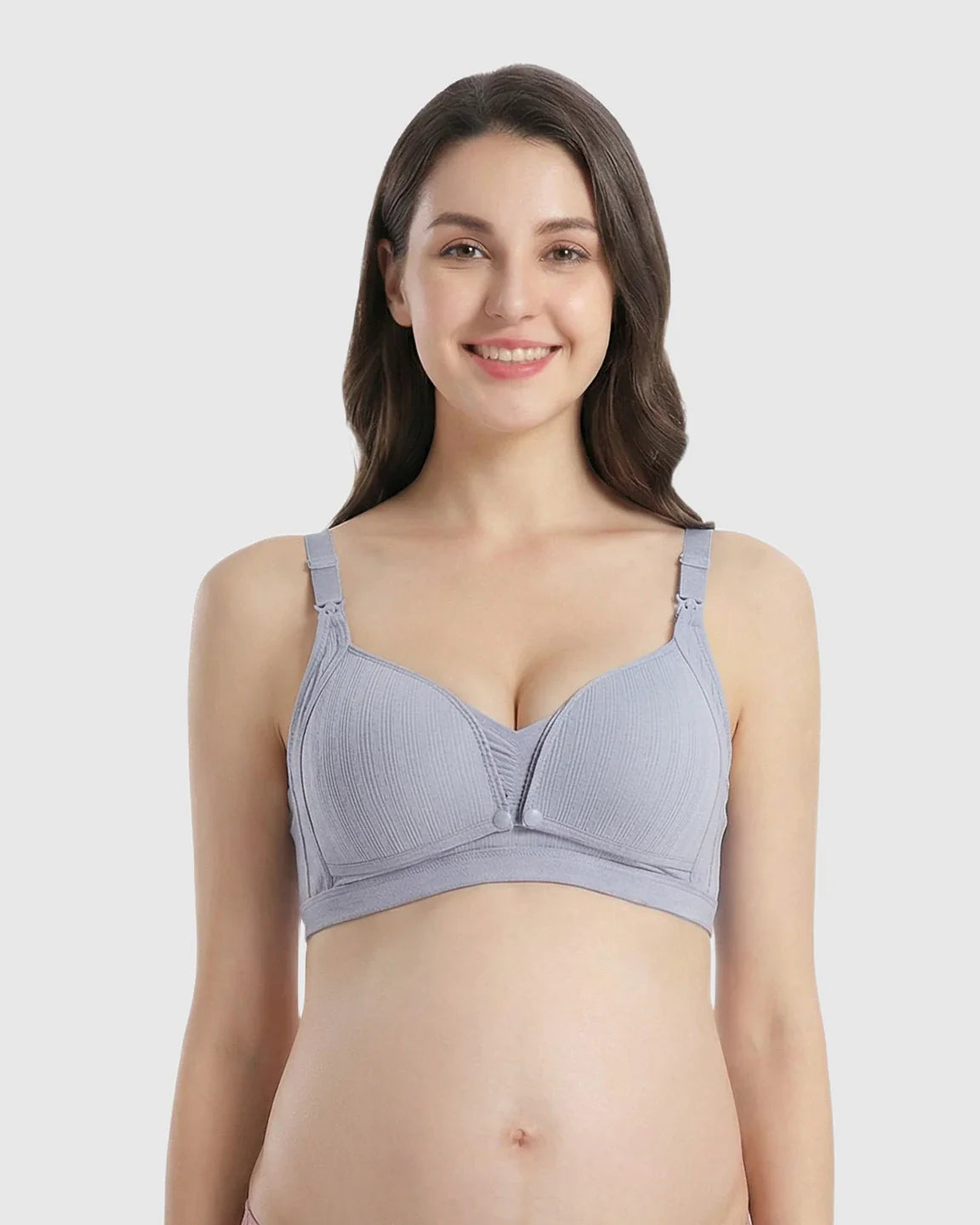 Bump Society – The Nursing Collection: Front-Open Ribbed V-Neck Nursing Bra
