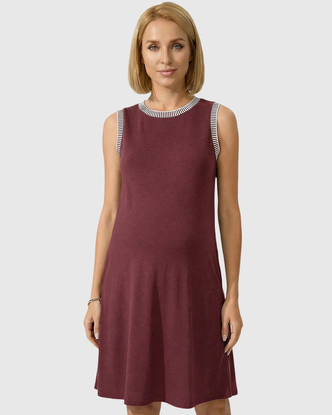 Bump Society – The Comfort Collection: Sleeveless Mid-Waist Umbrella Skirt Maternity Dress