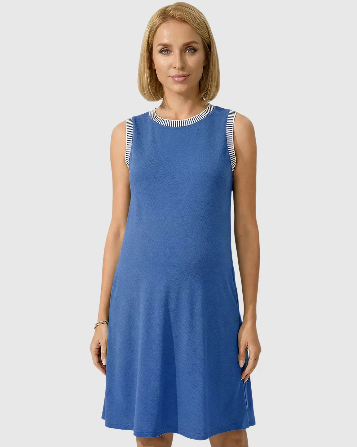 Bump Society – The Comfort Collection: Sleeveless Mid-Waist Umbrella Skirt Maternity Dress