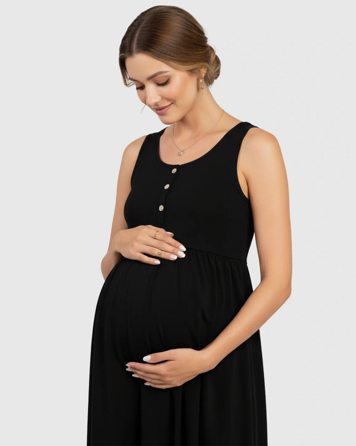 Bump Society – The Comfort Collection: Button-Front Versatile Maternity Short Dress
