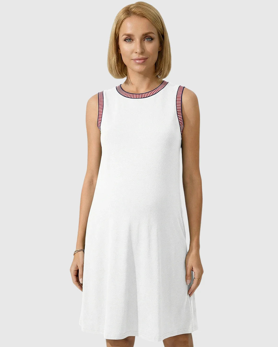 Bump Society – The Comfort Collection: Sleeveless Mid-Waist Umbrella Skirt Maternity Dress