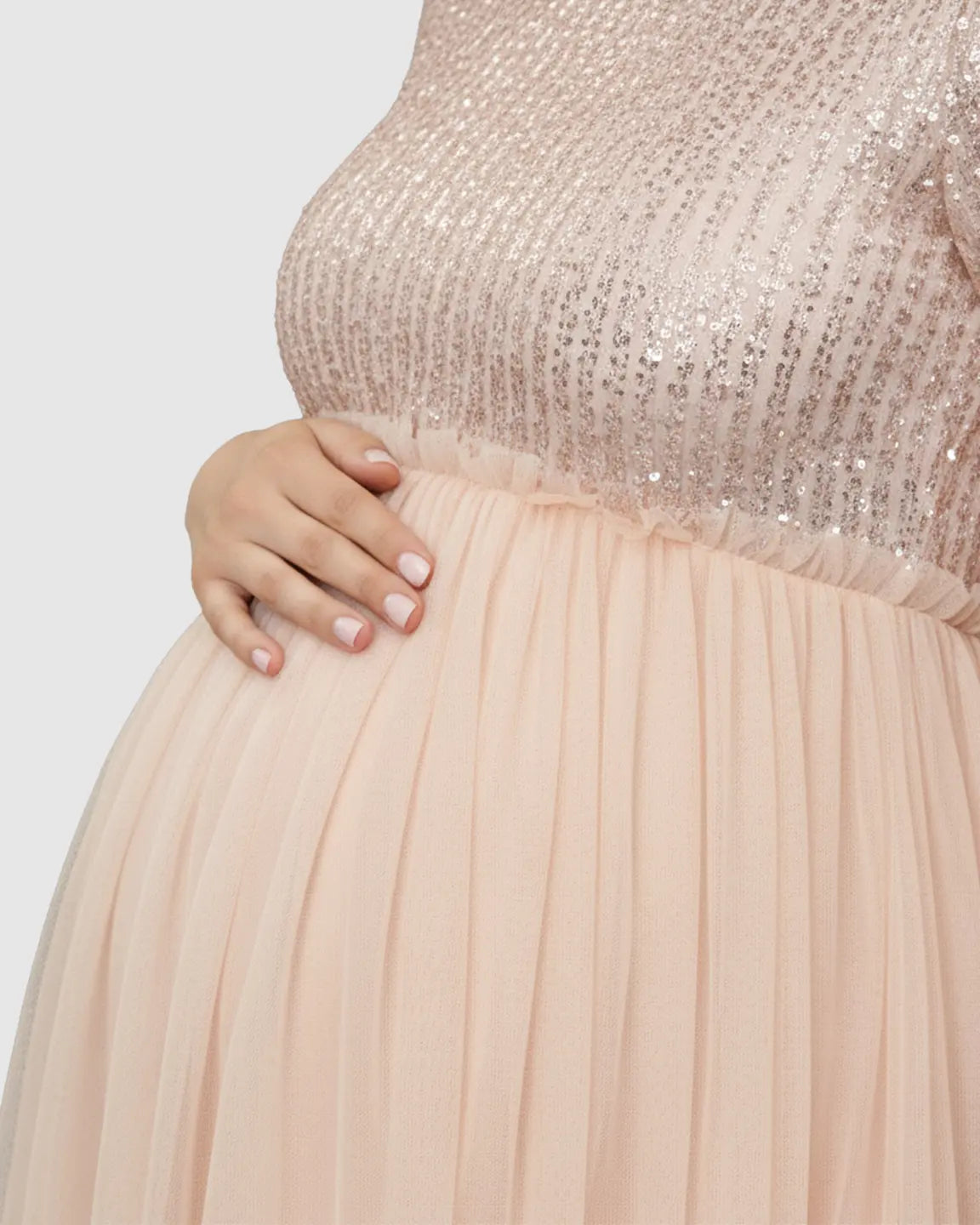 Bump Society – The Comfort Collection: Sequin Empire-Waist Maternity Midi Dress