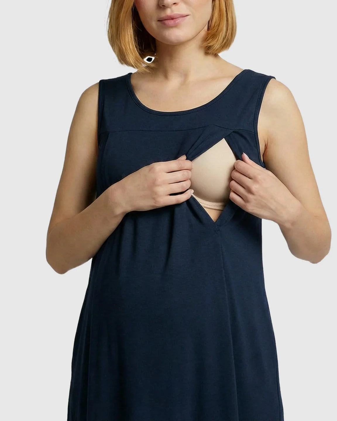 Bump Society – The Nursing Collection: Discreet Nursing Opening Casual Maternity Midi Dress