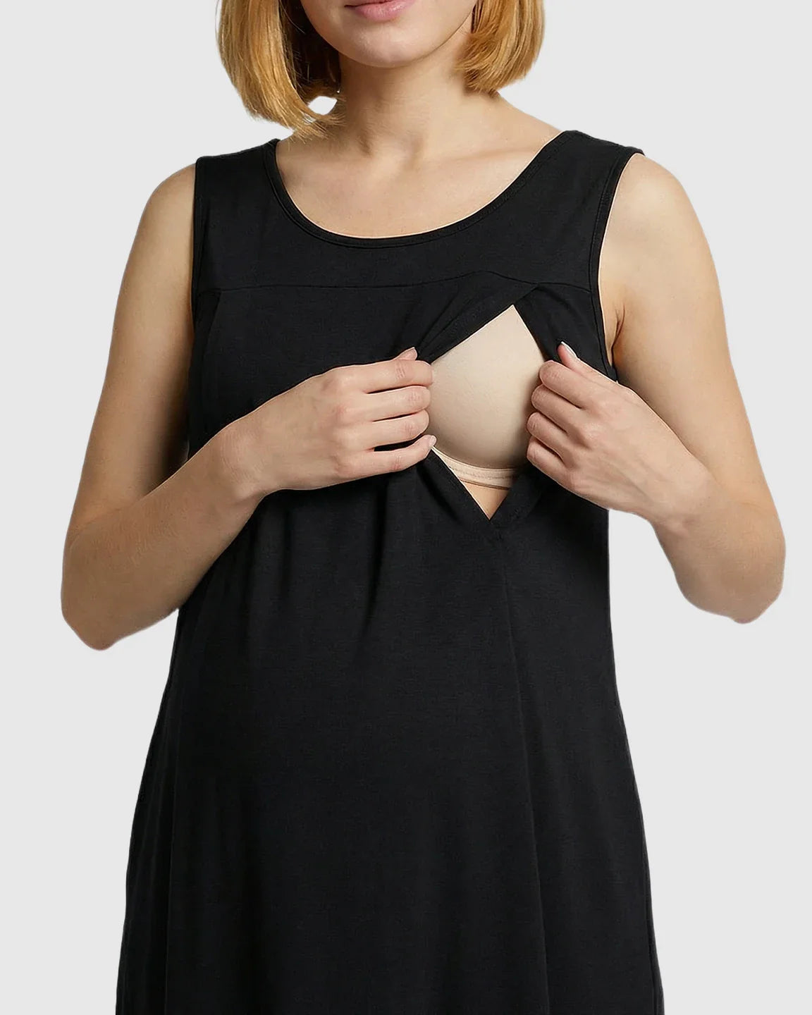 Bump Society – The Nursing Collection: Discreet Nursing Opening Casual Maternity Midi Dress