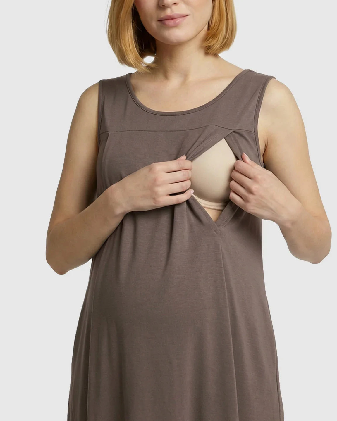 Bump Society – The Nursing Collection: Discreet Nursing Opening Casual Maternity Midi Dress