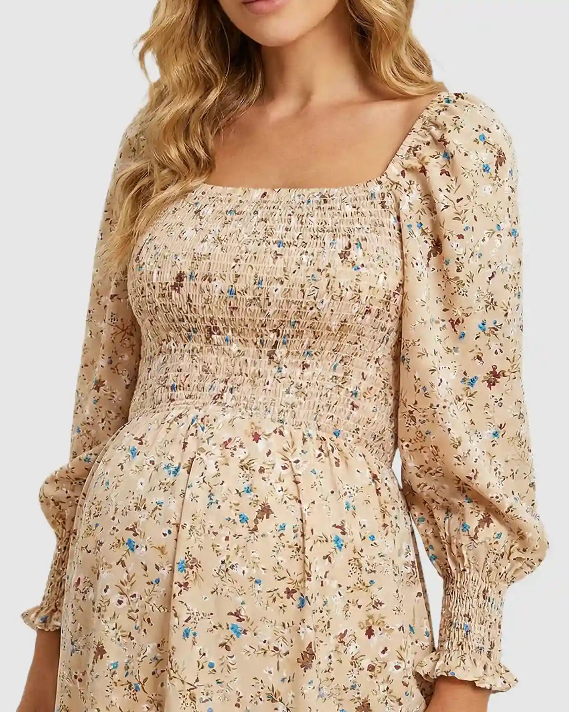 Bump Society – The Comfort Collection: Wrinkle-Resistant Floral Maternity Midi Dress