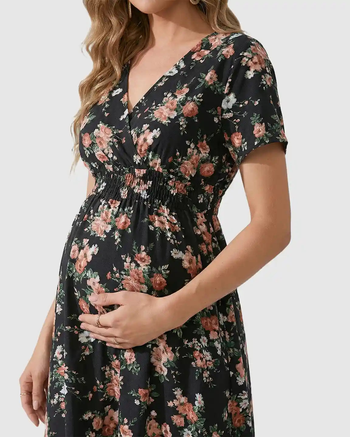 Bump Society – The Comfort Collection: Stretch-Waist A-Line Maternity Midi Dress