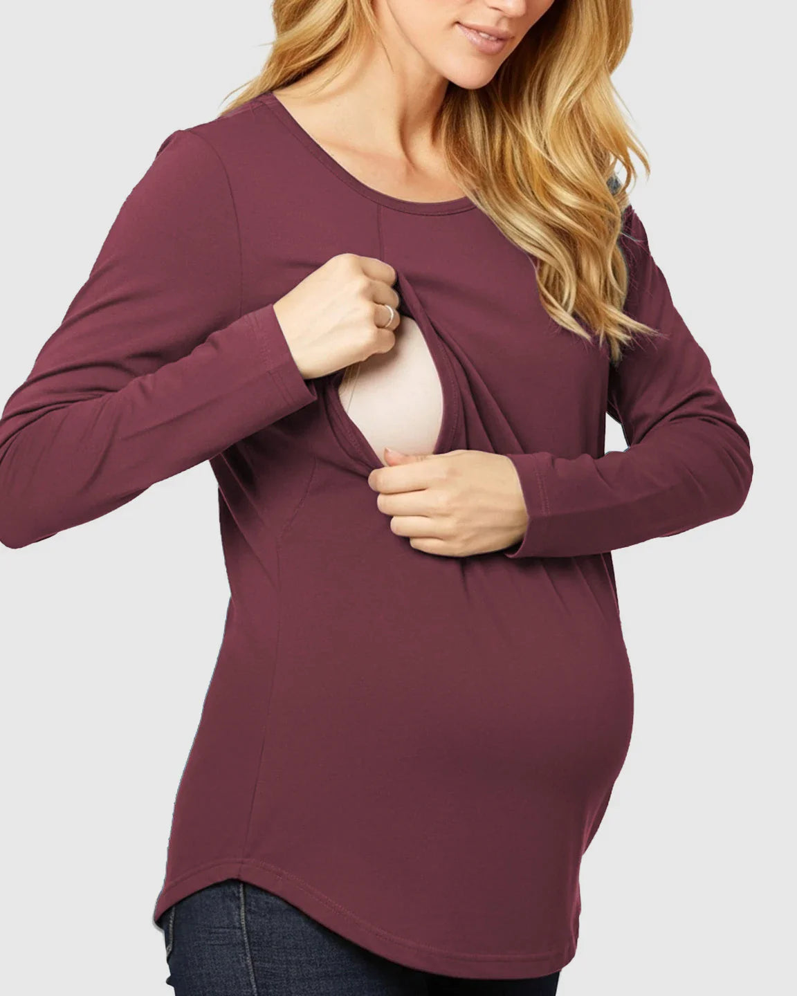 The Nursing Collection: Side-Zip Nursing Access Everyday Maternity Top