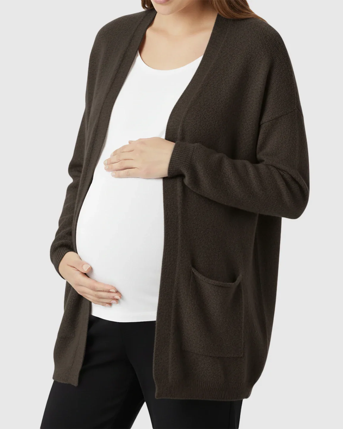 Bump Society – The Comfort Collection: Cozy Wool Blend Long Knit Maternity Cardigan