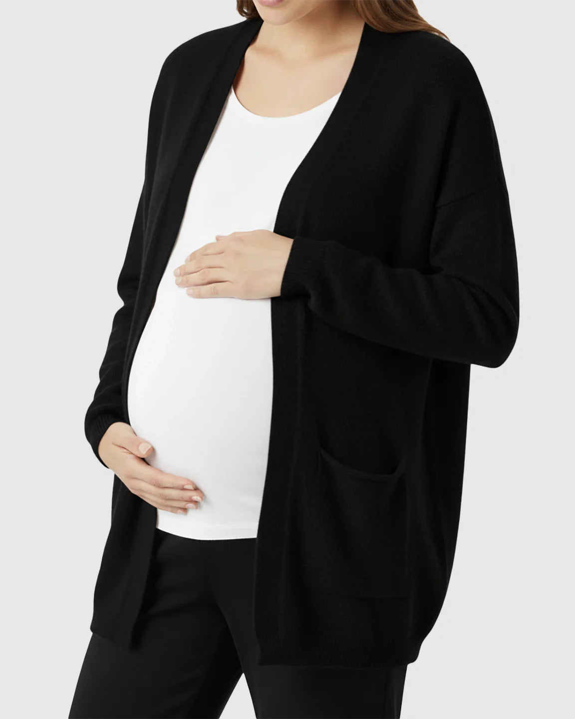 Bump Society – The Comfort Collection: Cozy Wool Blend Long Knit Maternity Cardigan