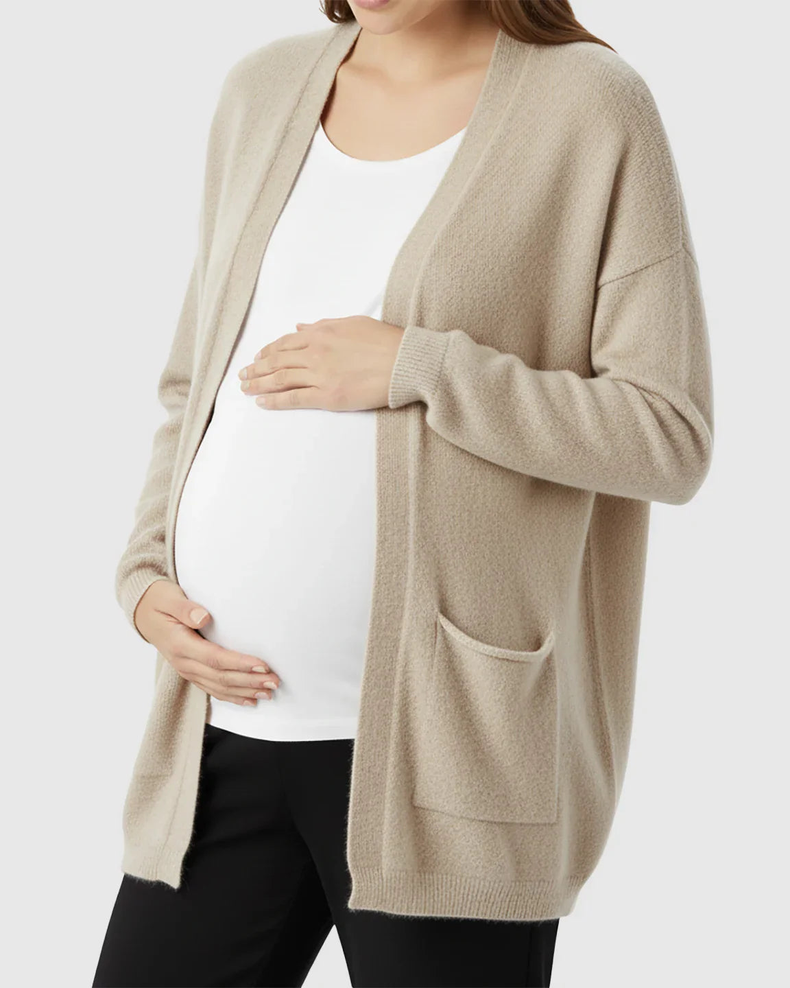 Bump Society – The Comfort Collection: Cozy Wool Blend Long Knit Maternity Cardigan