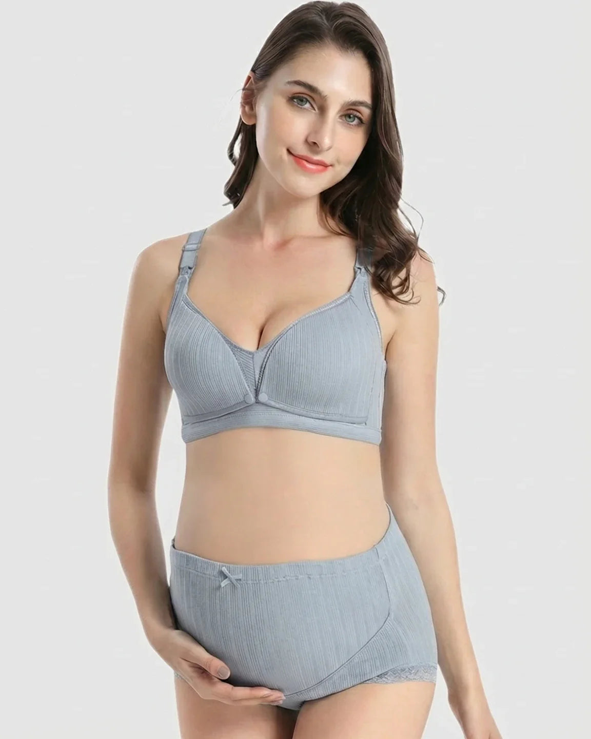 Bump Society – The Nursing Collection: Wire-Free Breathable High-Waist Maternity Nursing Bra & Panty Set