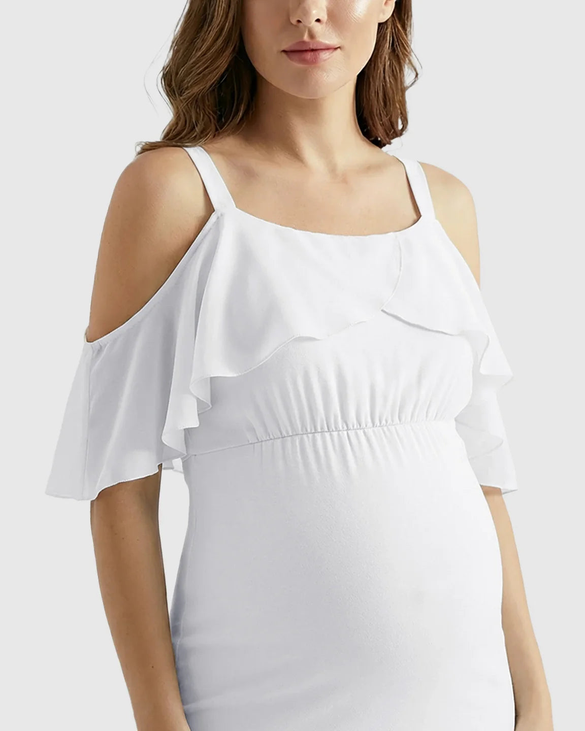 Bump Society – The Comfort Collection: Off-Shoulder Mermaid Trail Maternity Photoshoot Dress