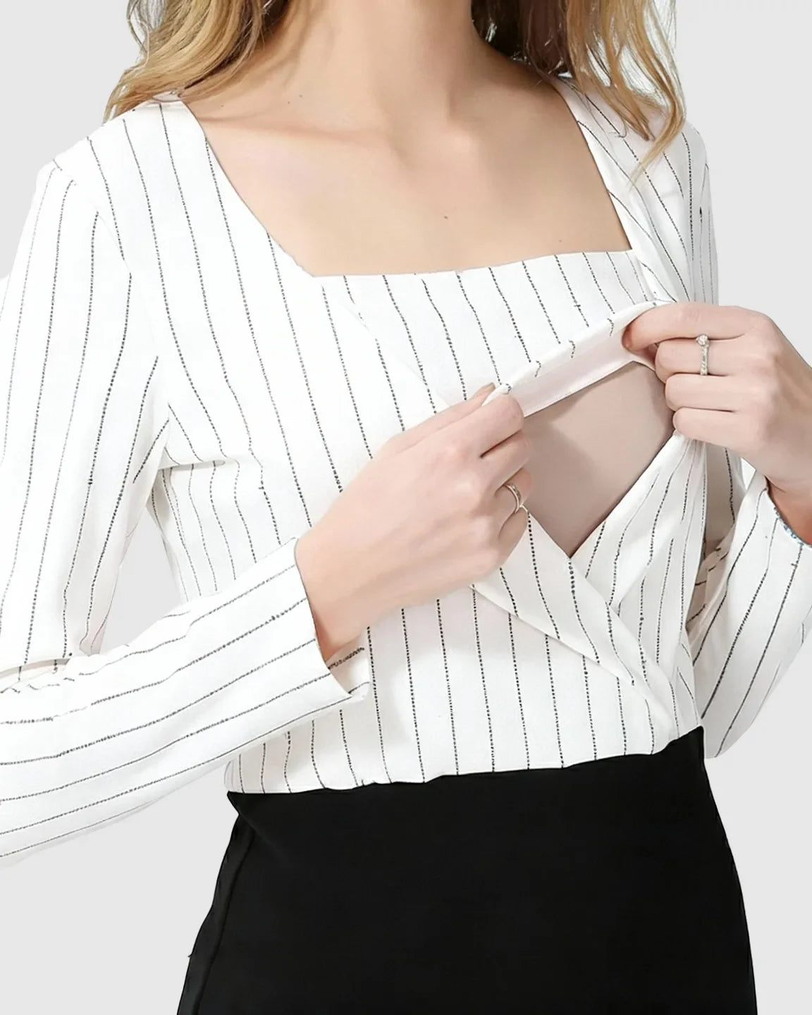 Bump Society – The Nursing Collection: Striped Top Bodycon Nursing Maternity Pencil Dress