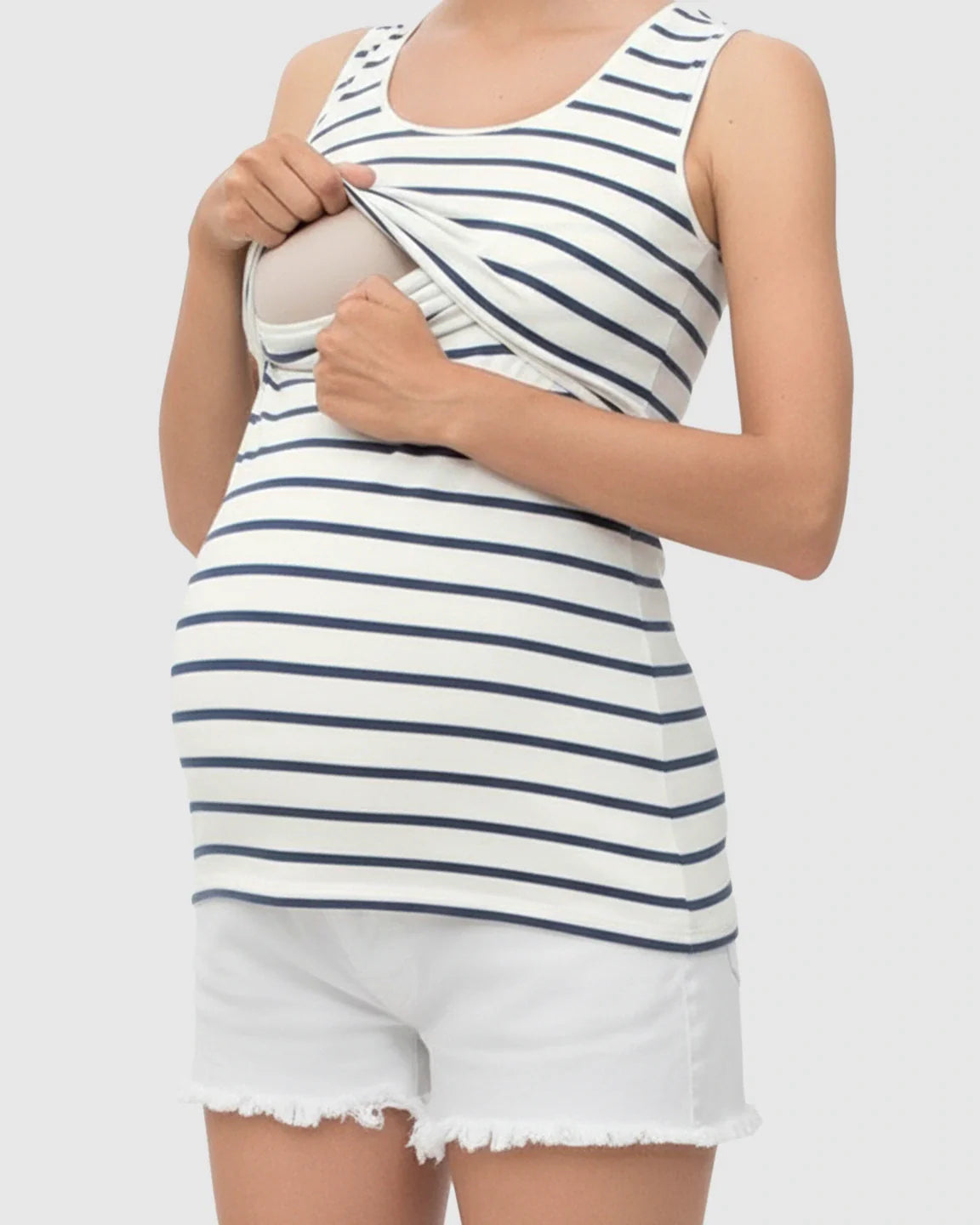 Bump Society – The Nursing Collection: Sleeveless Striped Print Maternity & Nursing Tank Top