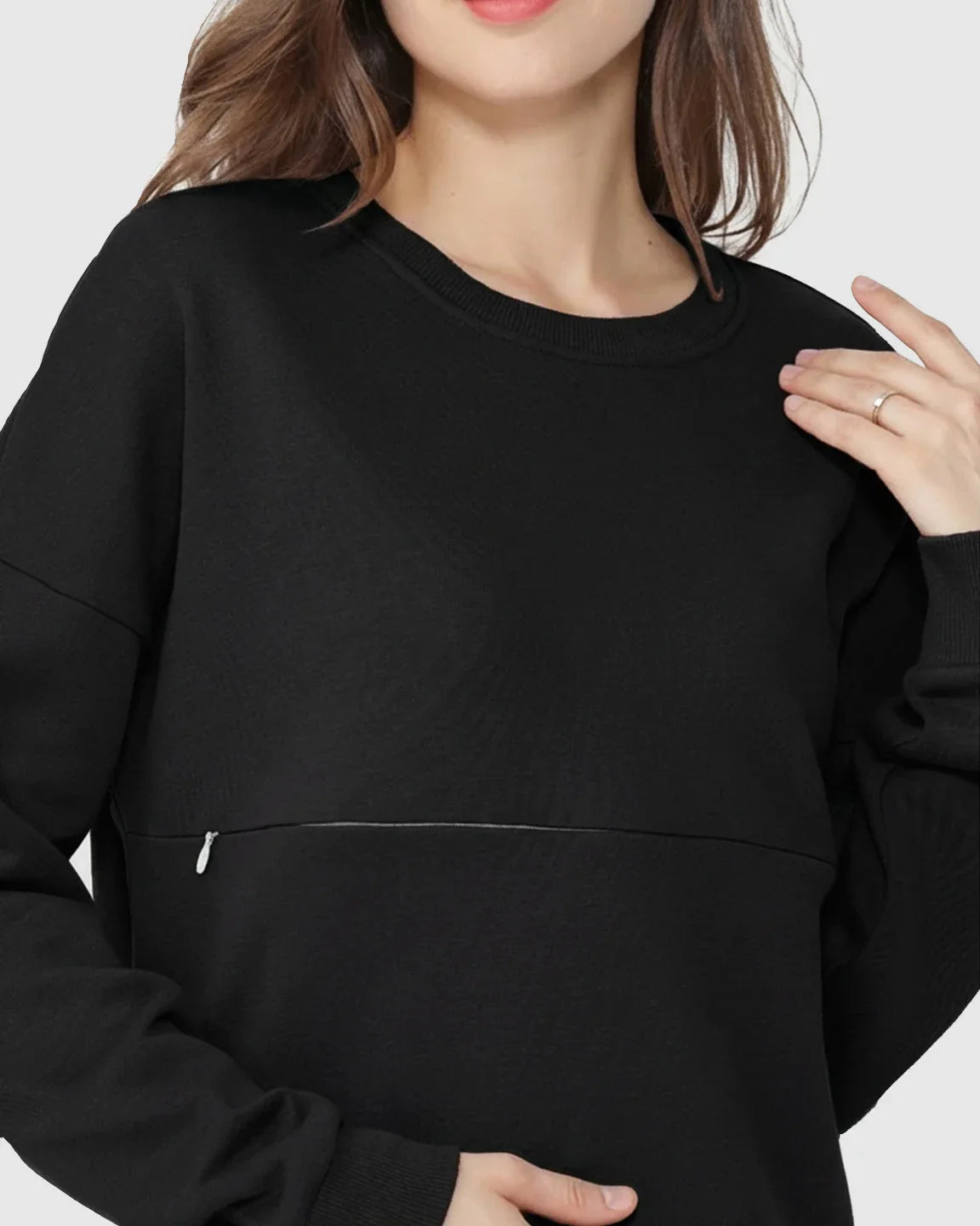 Bump Society – The Nursing Collection: Long-Sleeve Zipper Opening Maternity Nursing Top