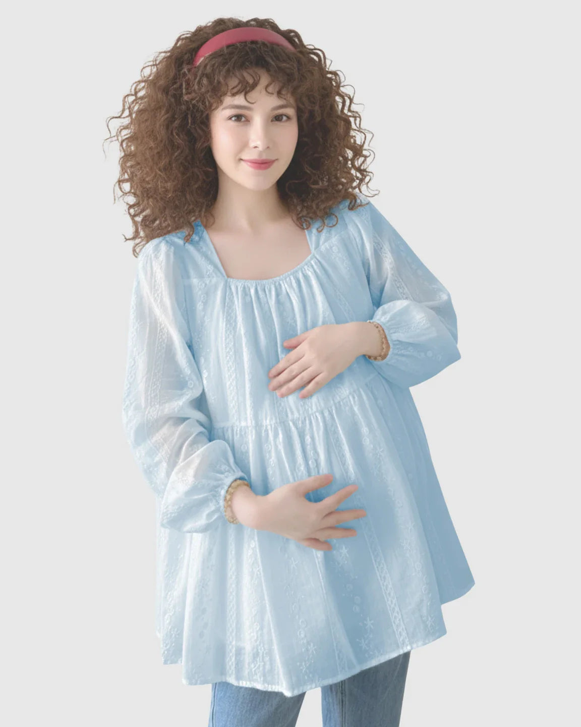 Bump Society – The Comfort Collection: Embroidered Texture Korean Style Maternity Tunic Top