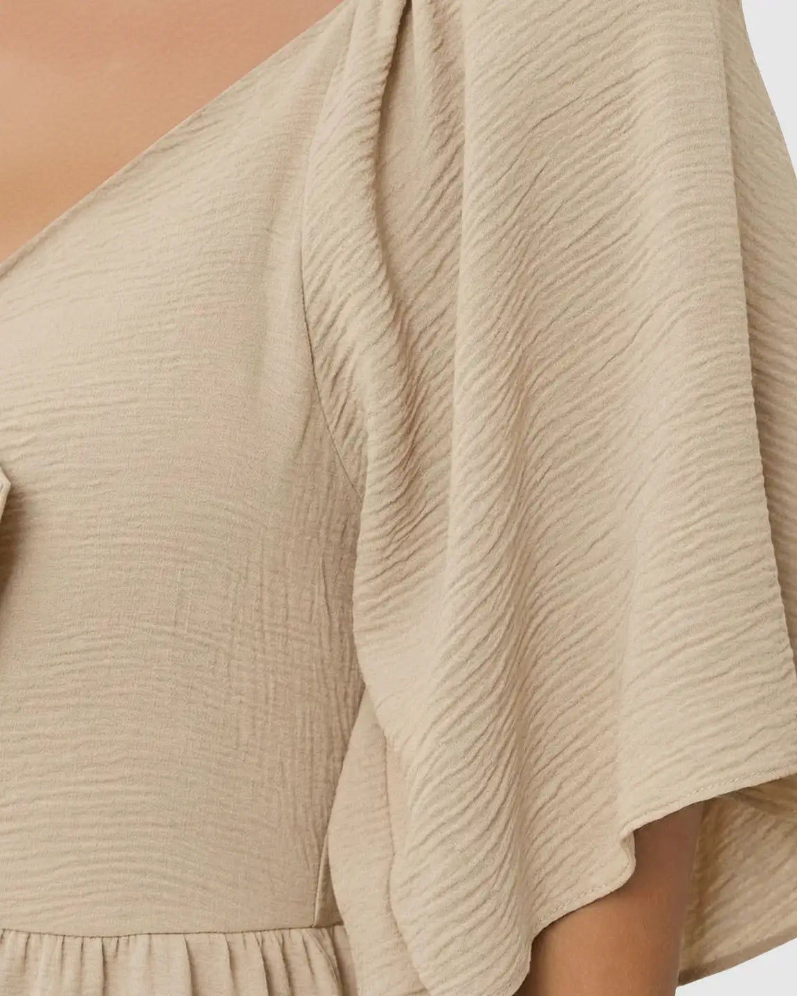 Bump Society – The Comfort Collection: Tie-Knot Front Swing Silhouette Maternity Midi Dress